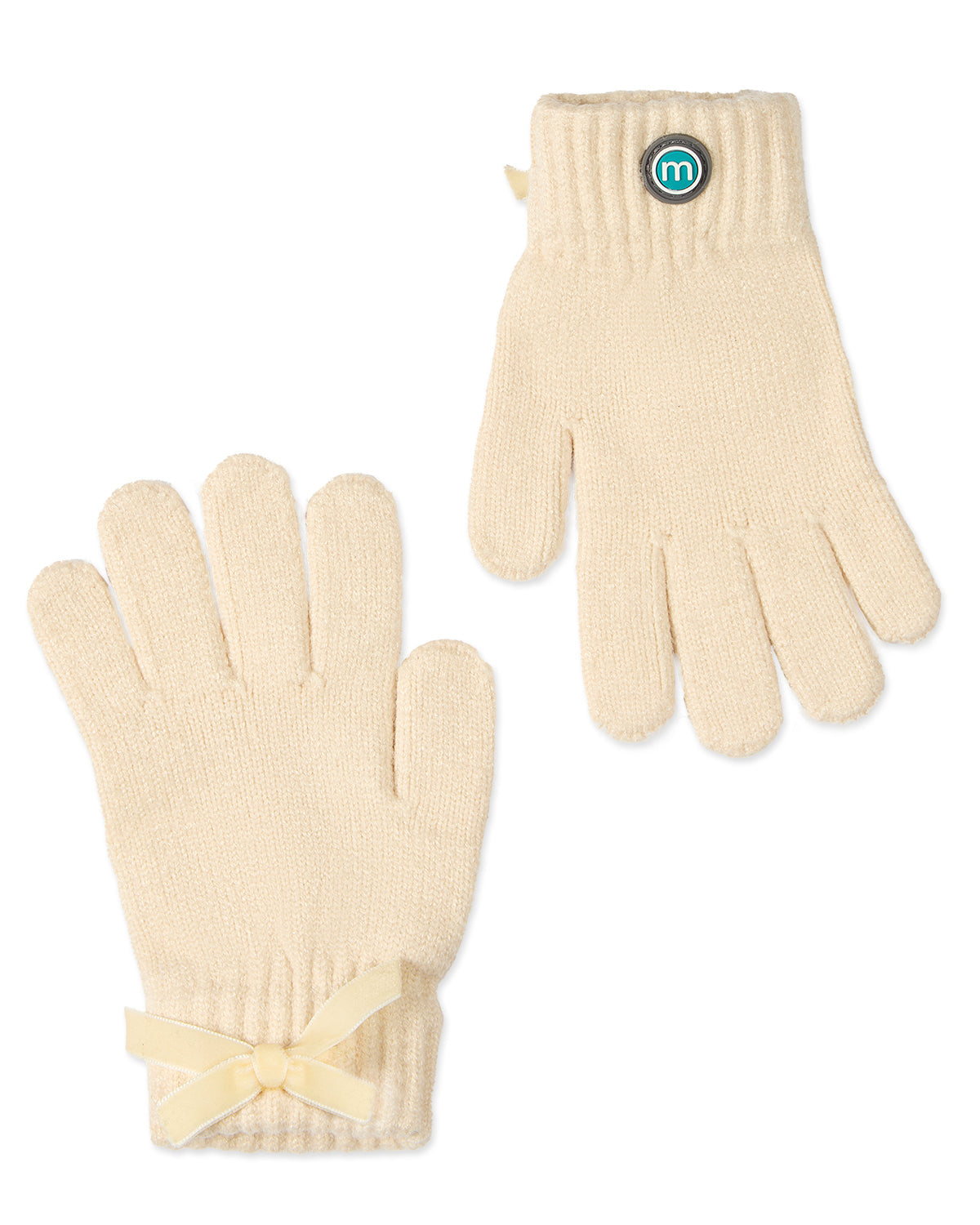 Girls Bow-Trimmed Rayon-Blend Cozy Cuffed Knit Gloves