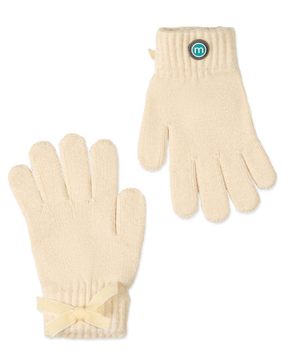 Girls Bow-Trimmed Rayon-Blend Cozy Cuffed Knit Gloves
