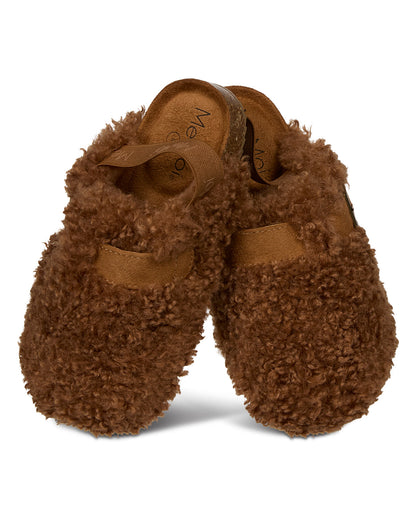 Kids Teddy Faux-Sherpa Ankle-Strap Slipper