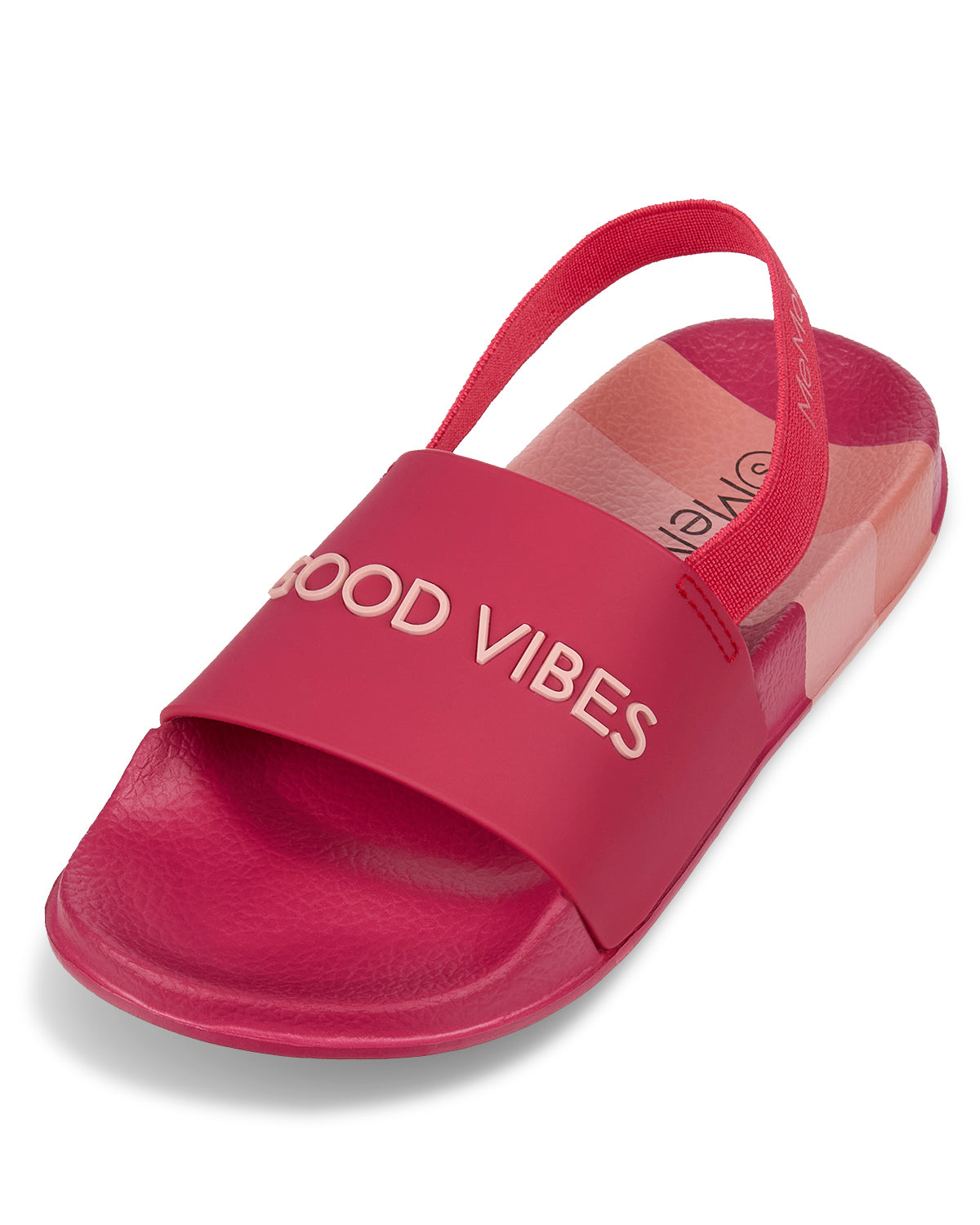 Kids Striped "Good Vibes" EVA-Cushioned Slide Sandal with 3D Graphics