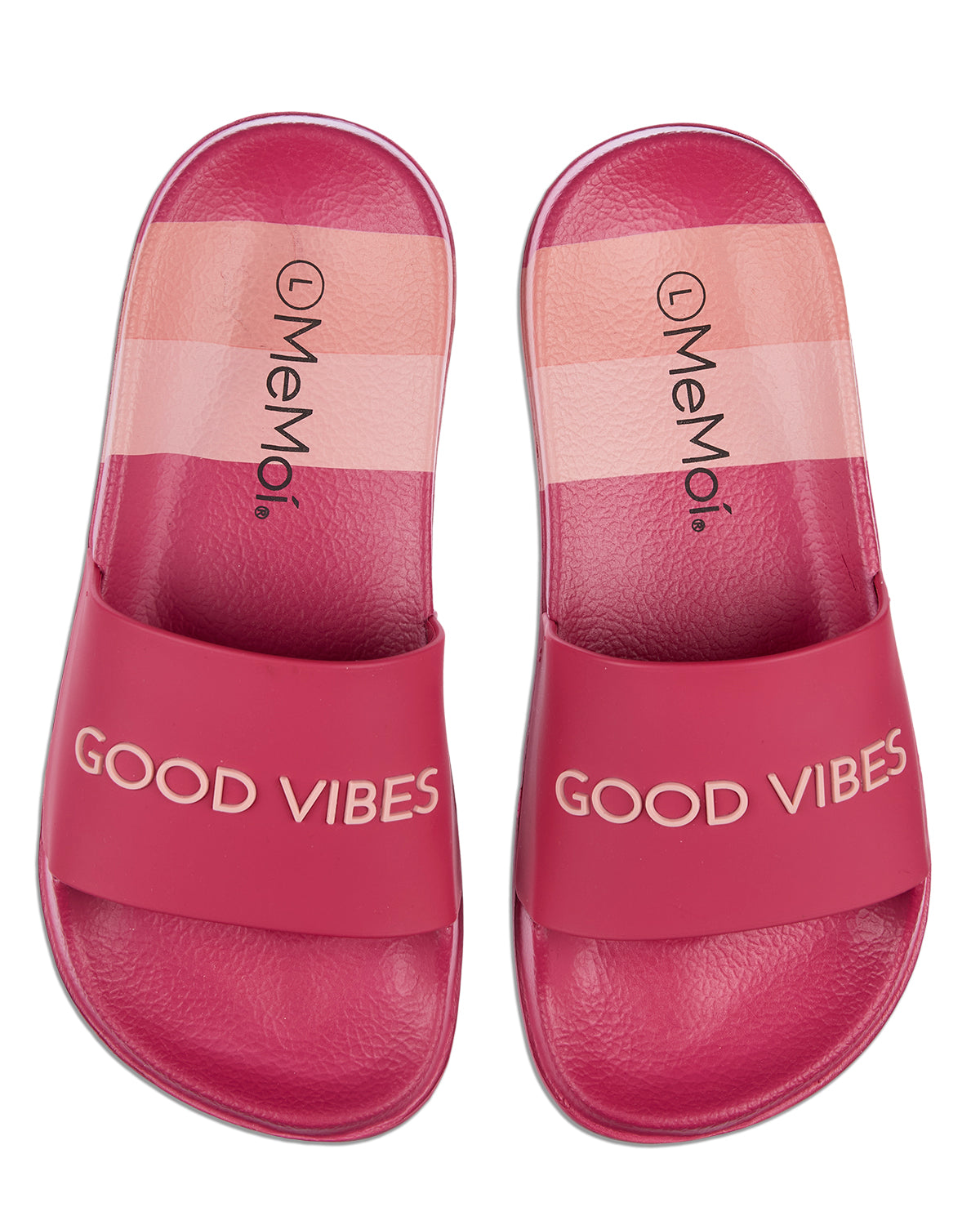 Kids Striped "Good Vibes" EVA-Cushioned Slide Sandal with 3D Graphics