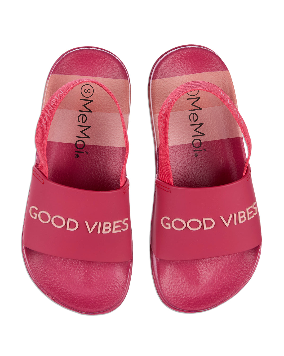 Kids Striped "Good Vibes" EVA-Cushioned Slide Sandal with 3D Graphics