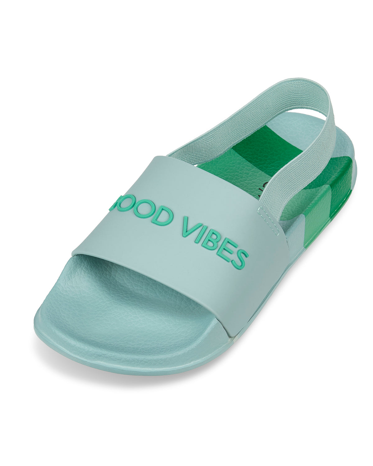 Kids Striped "Good Vibes" EVA-Cushioned Slide Sandal with 3D Graphics