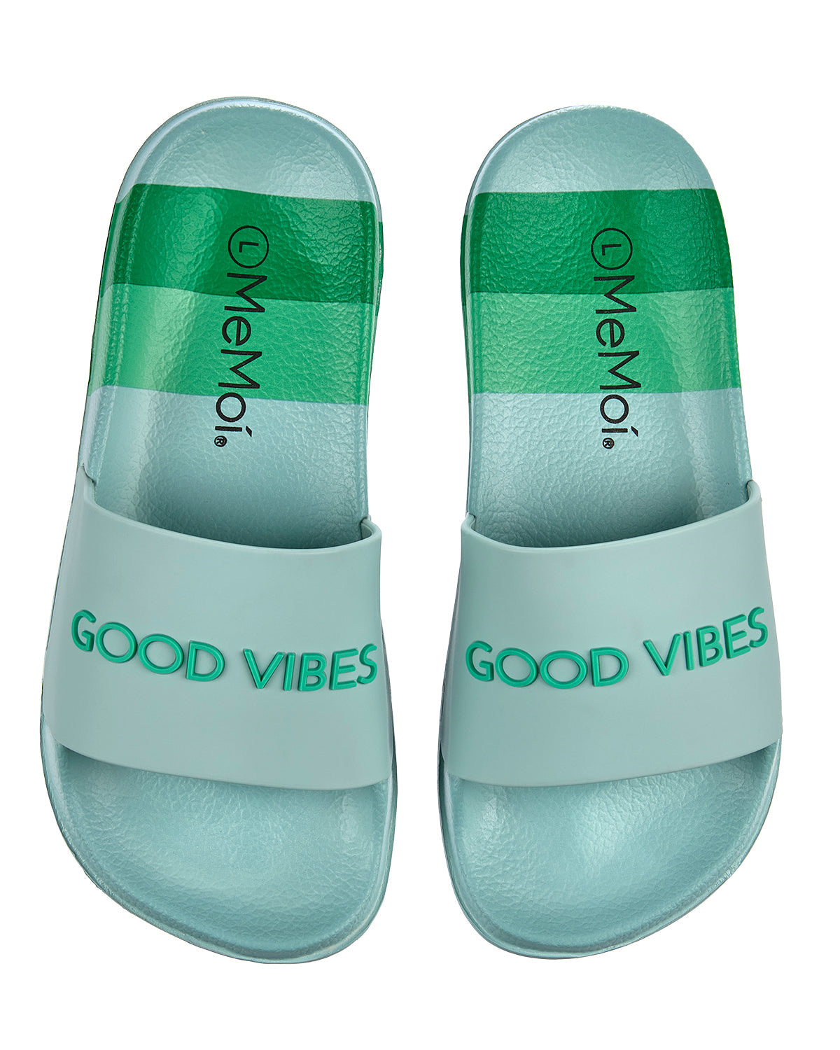 Kids Striped "Good Vibes" EVA-Cushioned Slide Sandal with 3D Graphics