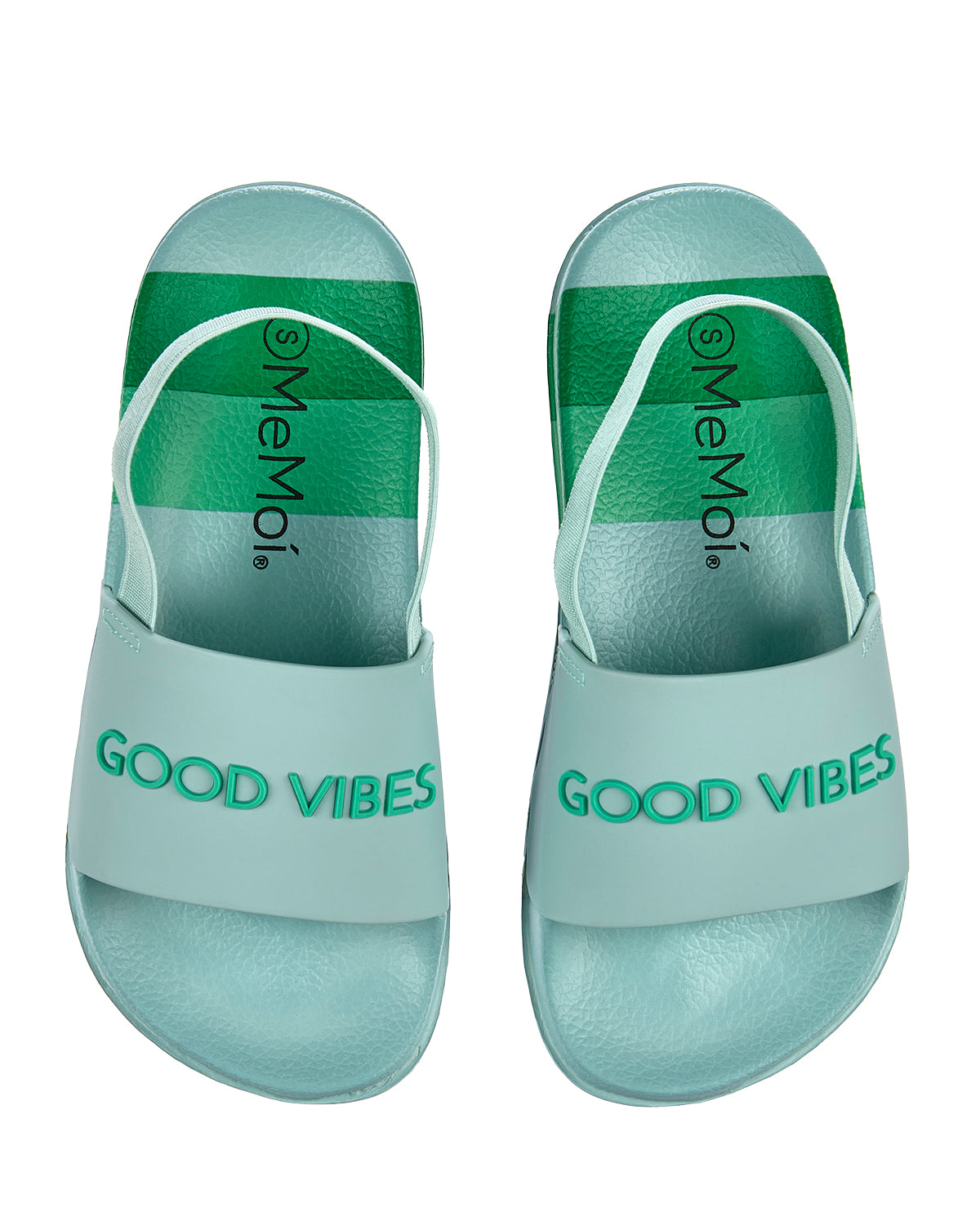 Kids Striped "Good Vibes" EVA-Cushioned Slide Sandal with 3D Graphics