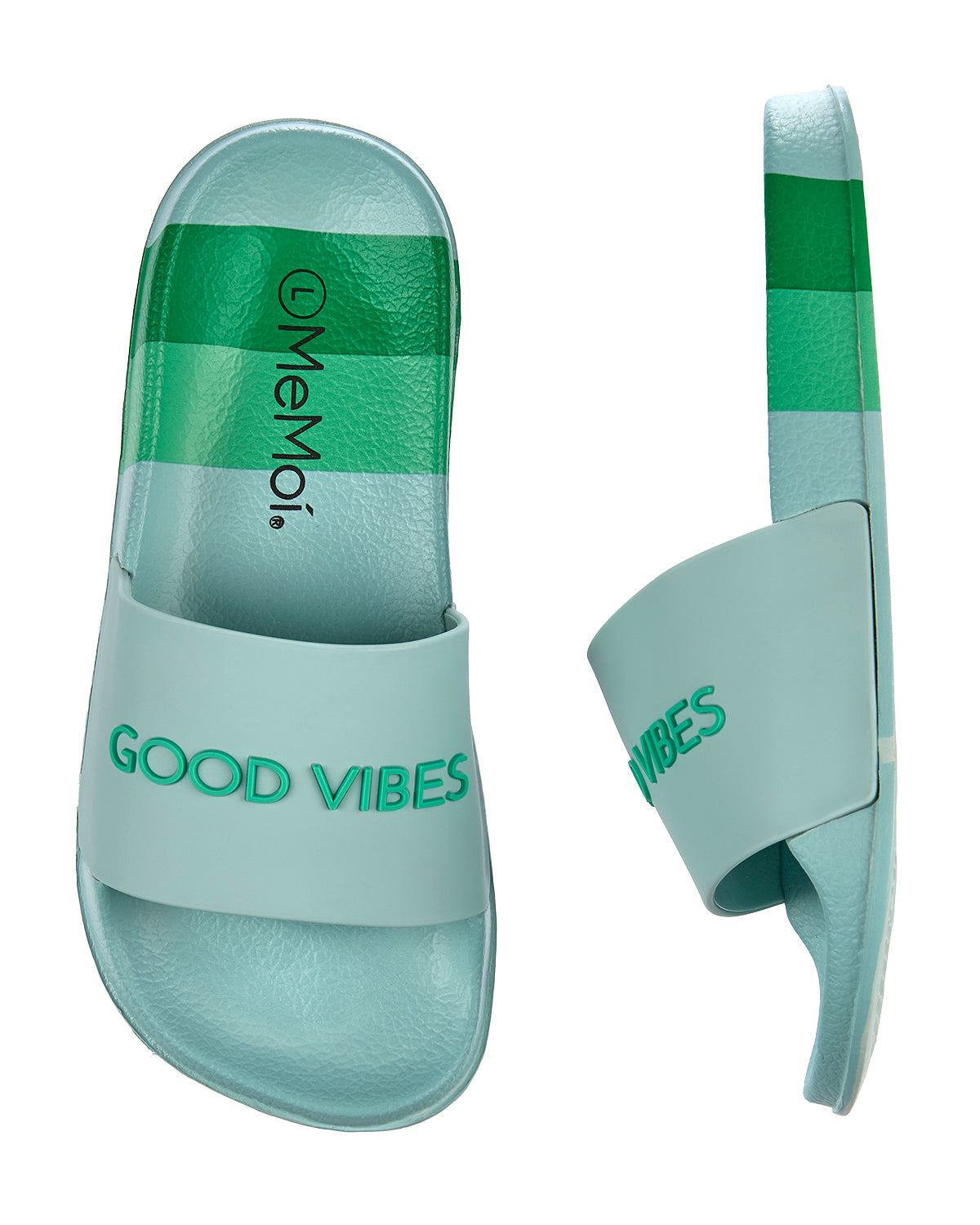 Kids Striped "Good Vibes" EVA-Cushioned Slide Sandal with 3D Graphics