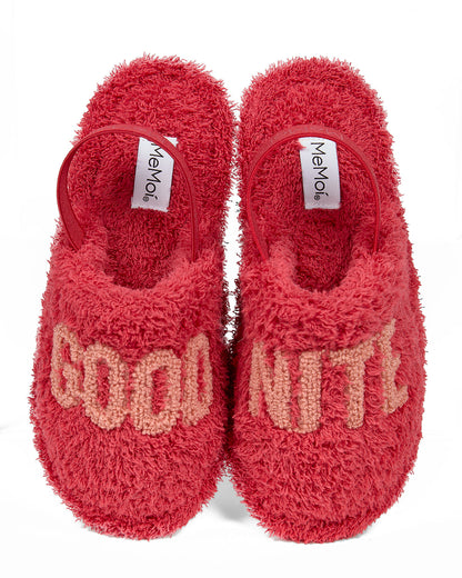 Kids "Good Nite" Fluffy Faux Sherpa Slippers Scuff