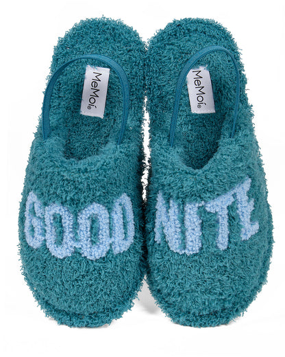 Kids "Good Nite" Fluffy Faux Sherpa Slippers Scuff