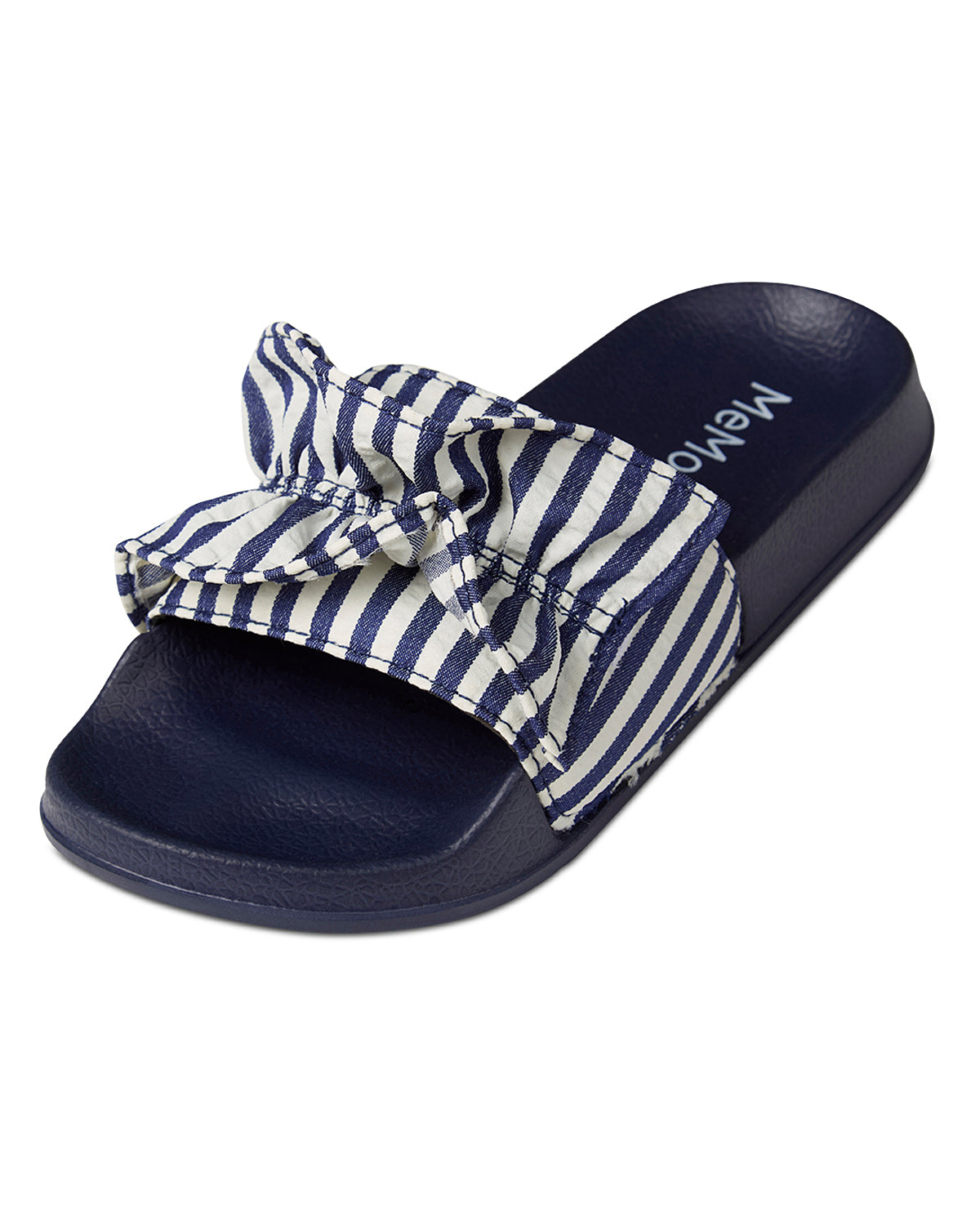 Girls Ruffle Stripe EVA-Cushioned Slip-On Slide Sandal