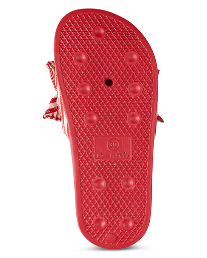 Girls Ruffle Stripe EVA-Cushioned Slip-On Slide Sandal