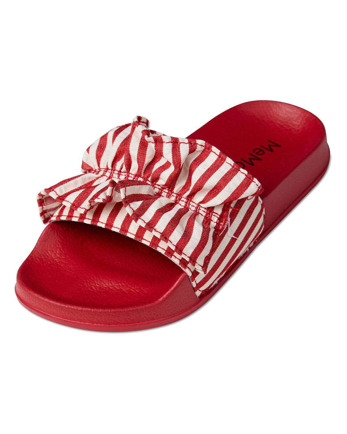 Girls Ruffle Stripe EVA-Cushioned Slip-On Slide Sandal