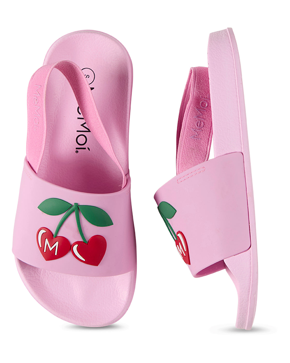 Girls Cherry-Coded EVA-Cushioned Slide Sandal with Back Strap