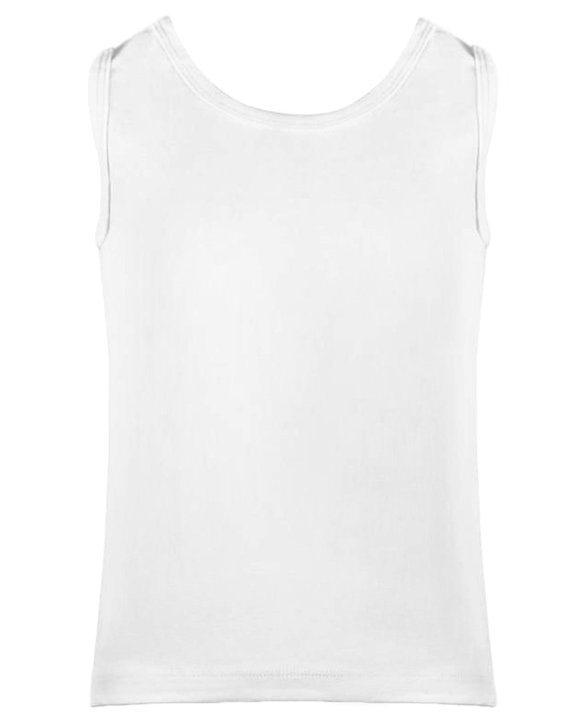 Boys Shorter White Cotton Blend Tank Top 3 Pack