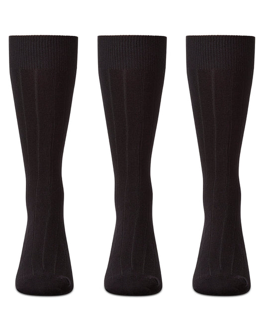 Men's Classic Wide Ribbed Crew Socks 3-Pack