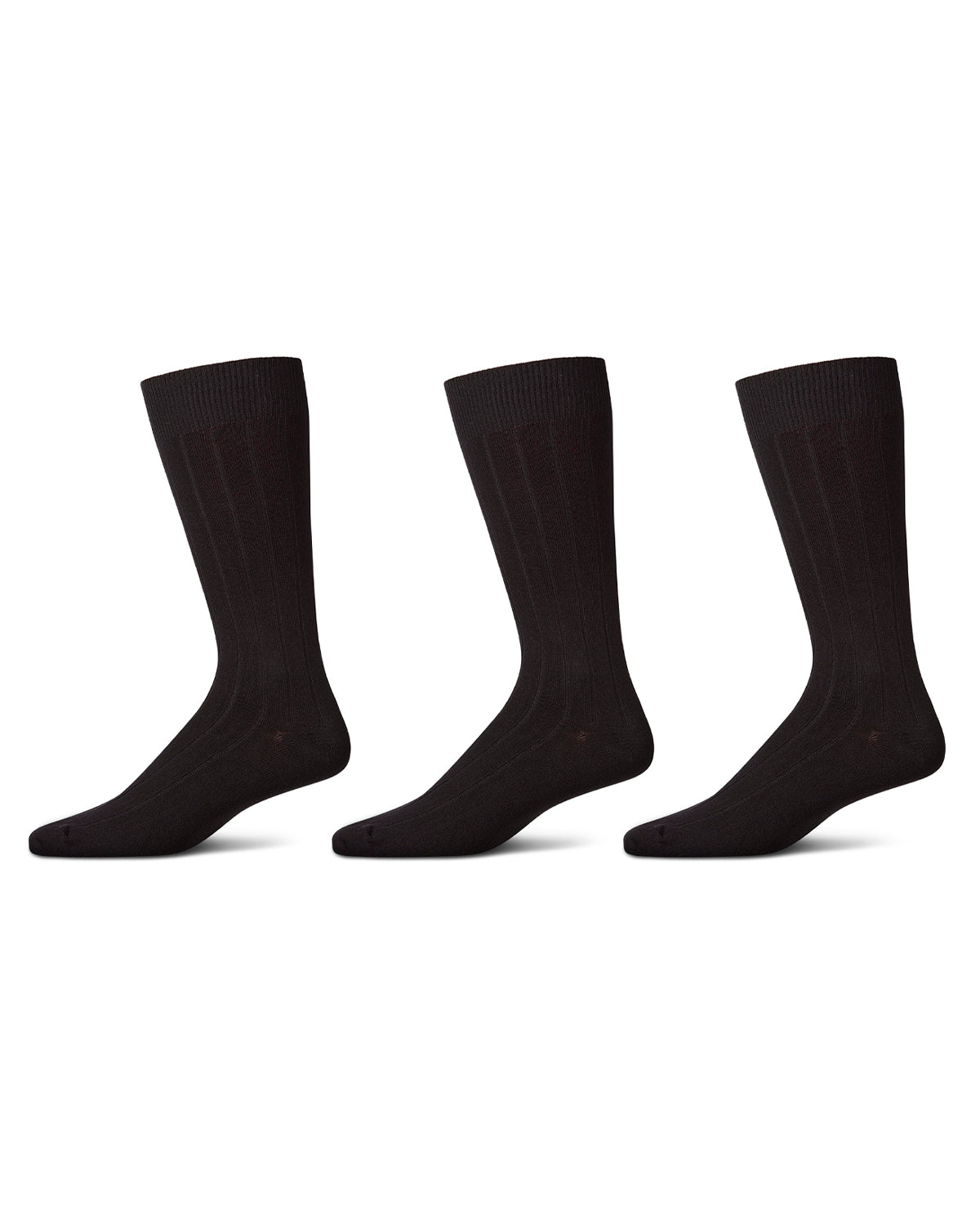Men's Classic Wide Ribbed Crew Socks 3-Pack