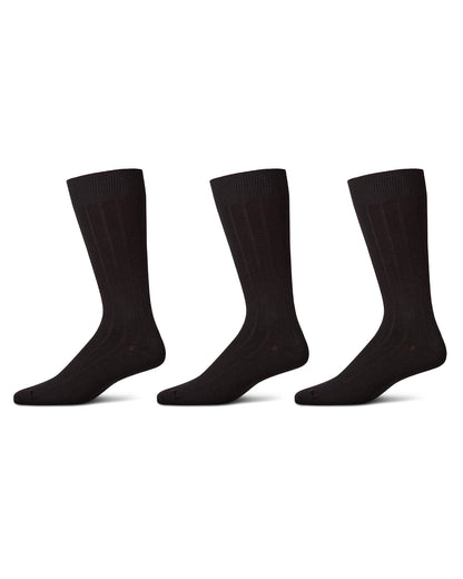 Men's Classic Wide Ribbed Crew Socks 3-Pack