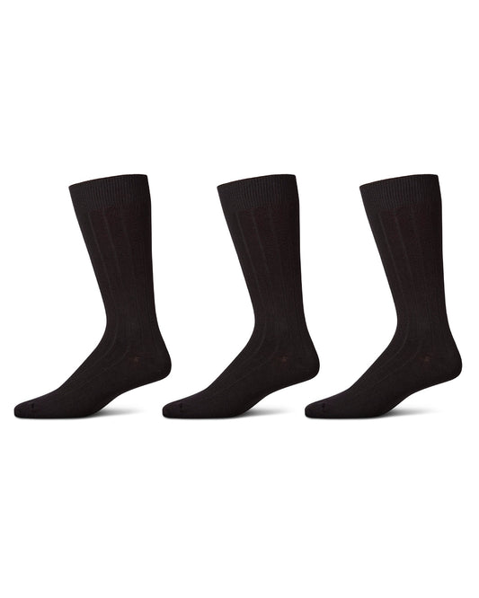 Men's Classic Wide Ribbed Crew Socks 3-Pack