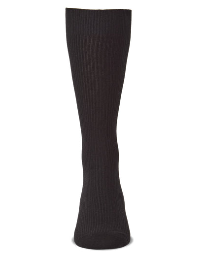 Men's 3 Pair Pack Pin Ribbed Cotton Blend Crew Socks