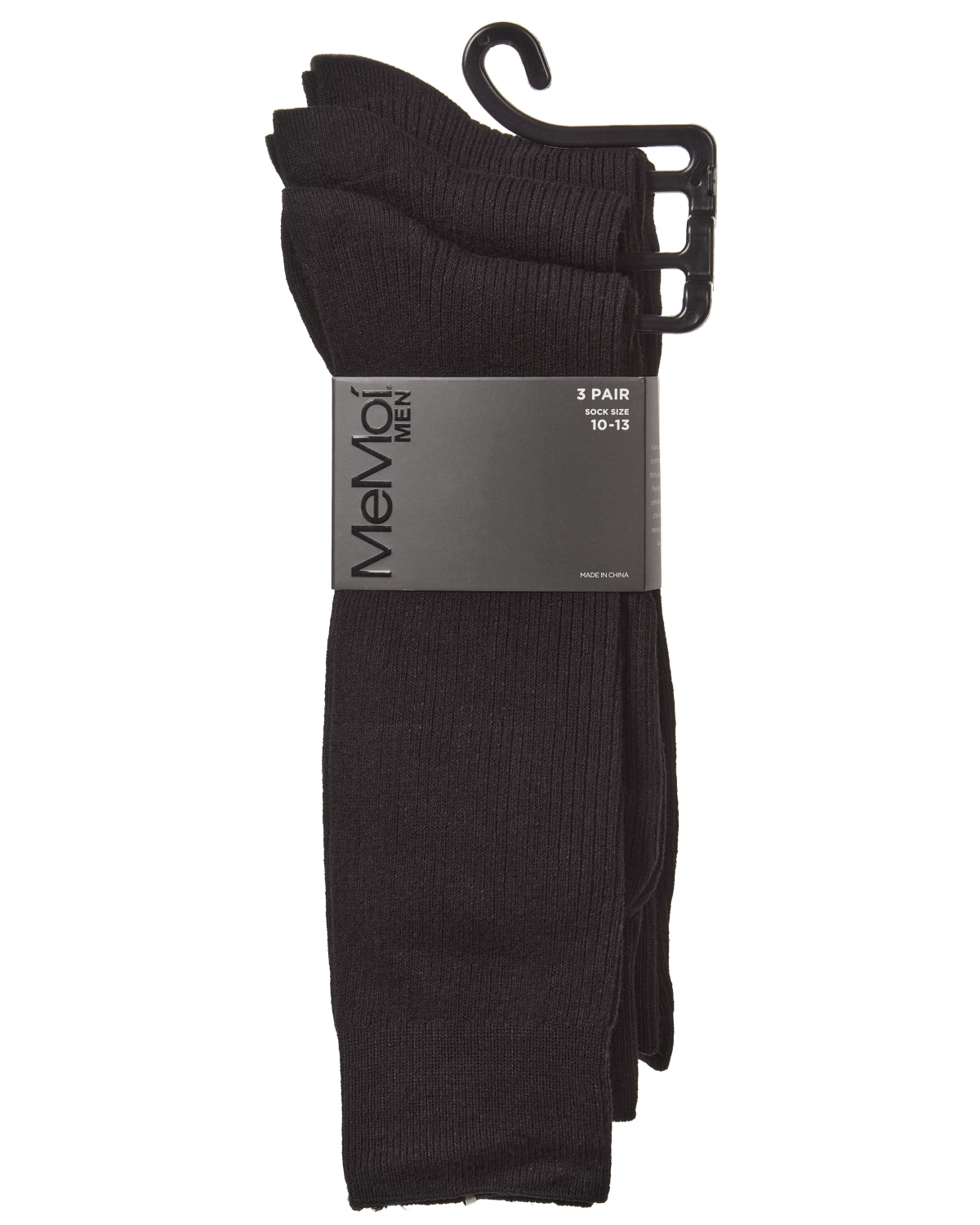 Men's 3 Pair Pack Pin Ribbed Cotton Blend Crew Socks