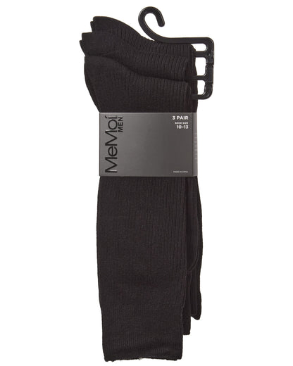 Men's 3 Pair Pack Pin Ribbed Cotton Blend Crew Socks