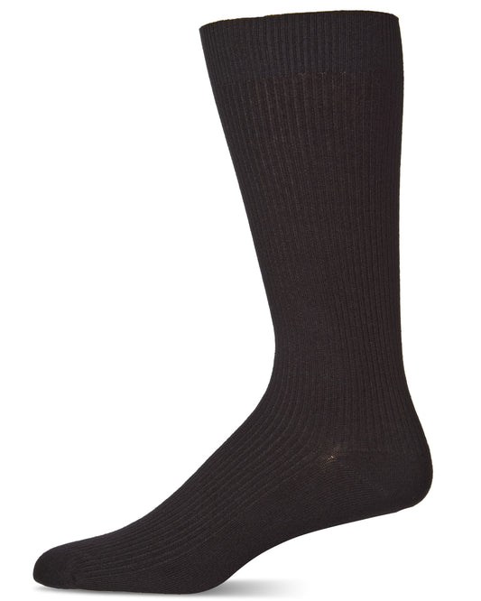 Men's 3 Pair Pack Pin Ribbed Cotton Blend Crew Socks