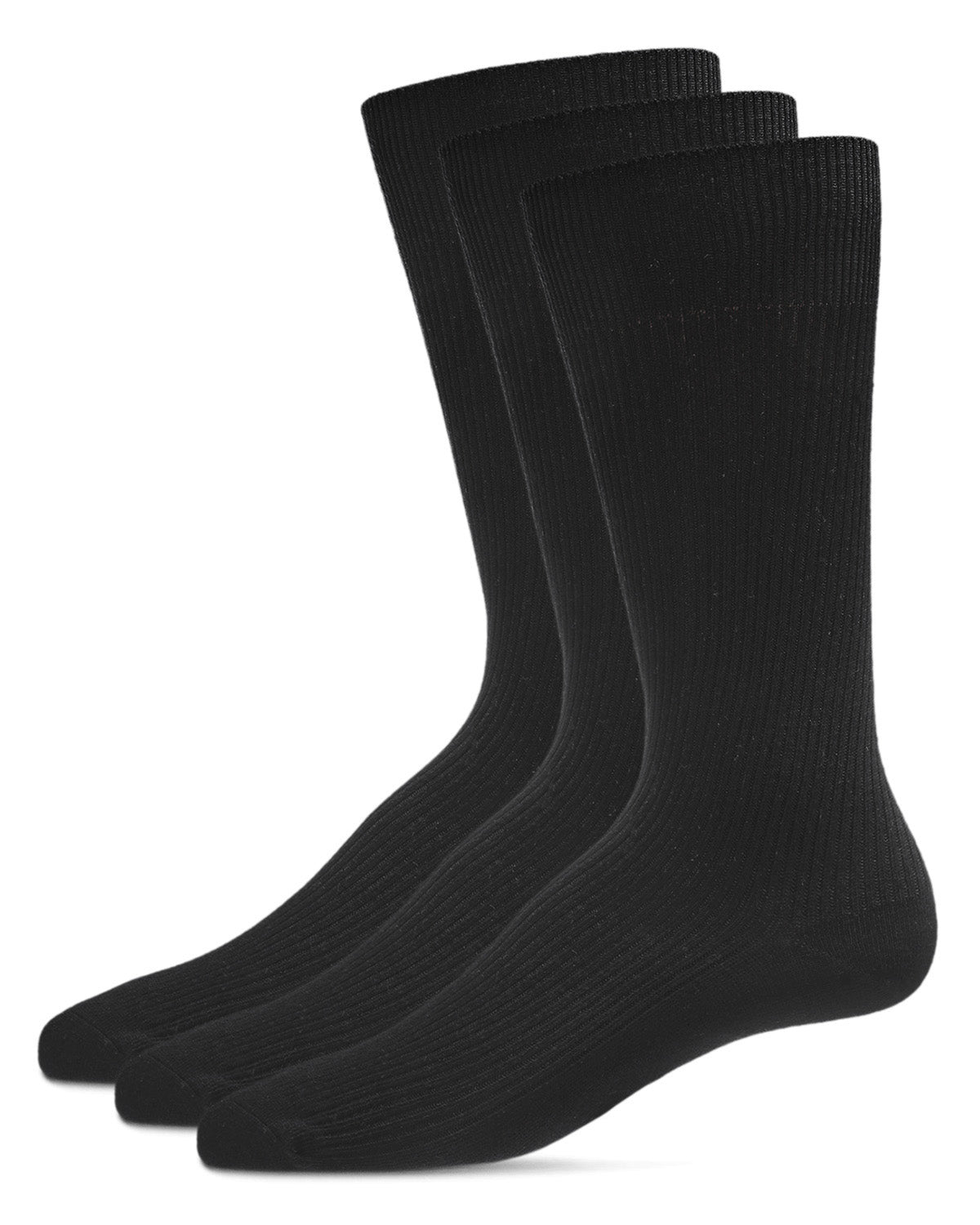 Men's 3 Pair Pack Pin Ribbed Cotton Blend Crew Socks