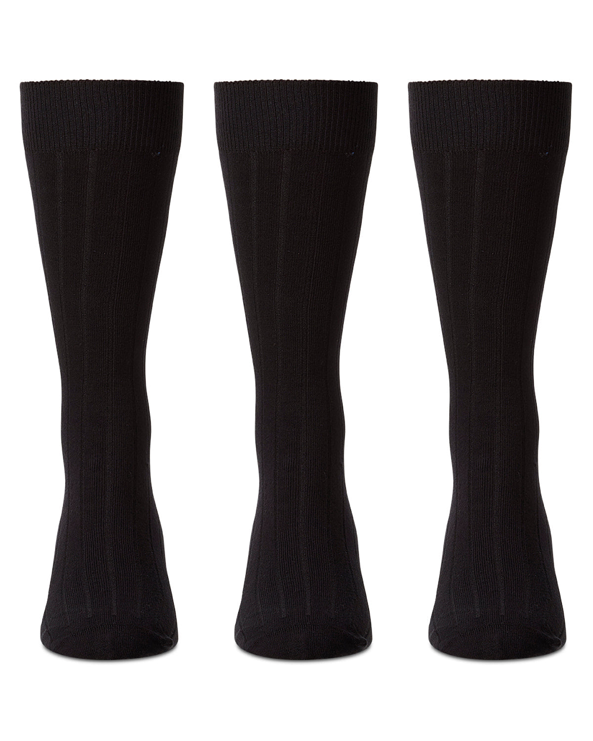 Men's 3 Pair Pack Ribbed Extra Wear Cotton Blend Crew Socks