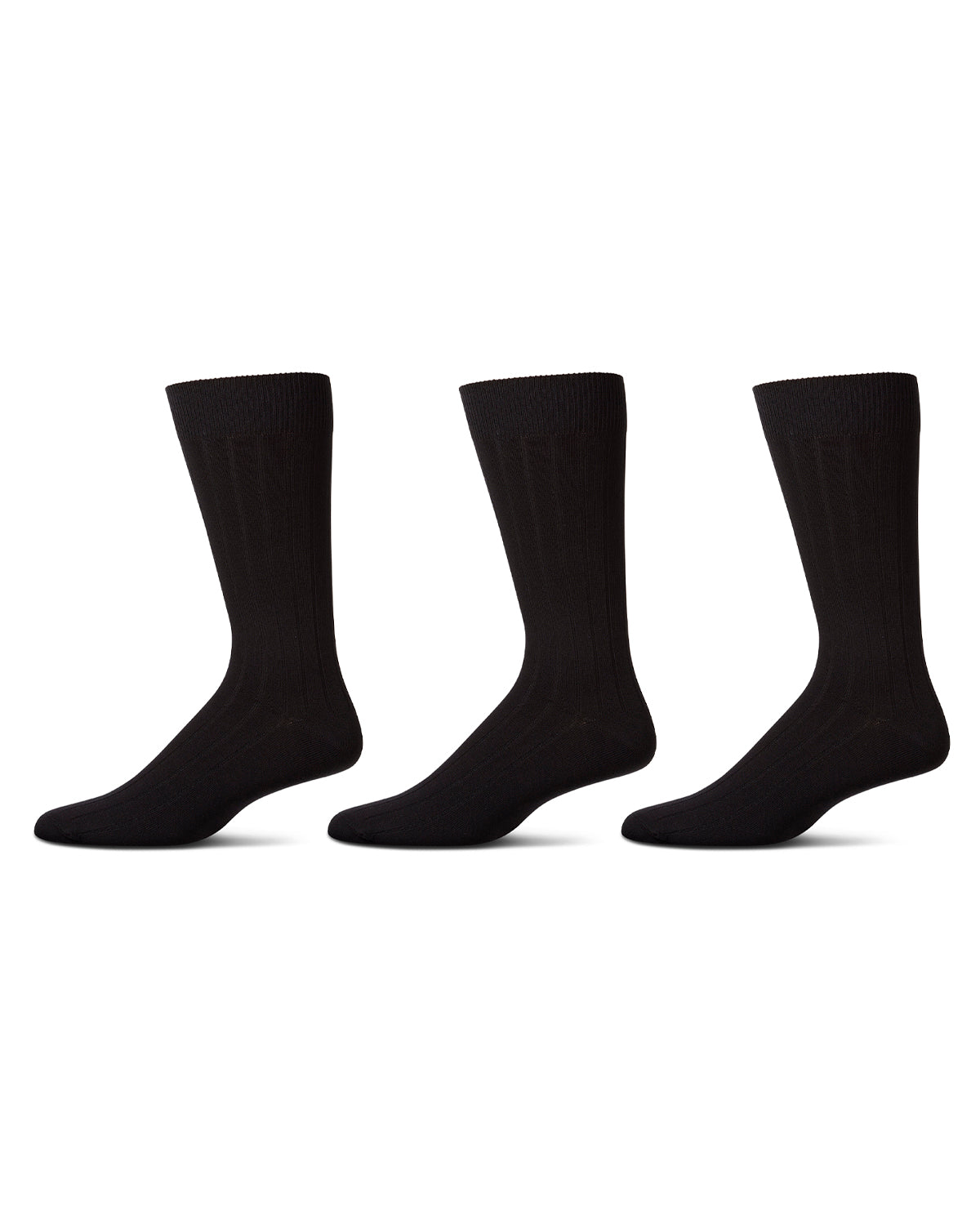 Men's 3 Pair Pack Ribbed Extra Wear Cotton Blend Crew Socks