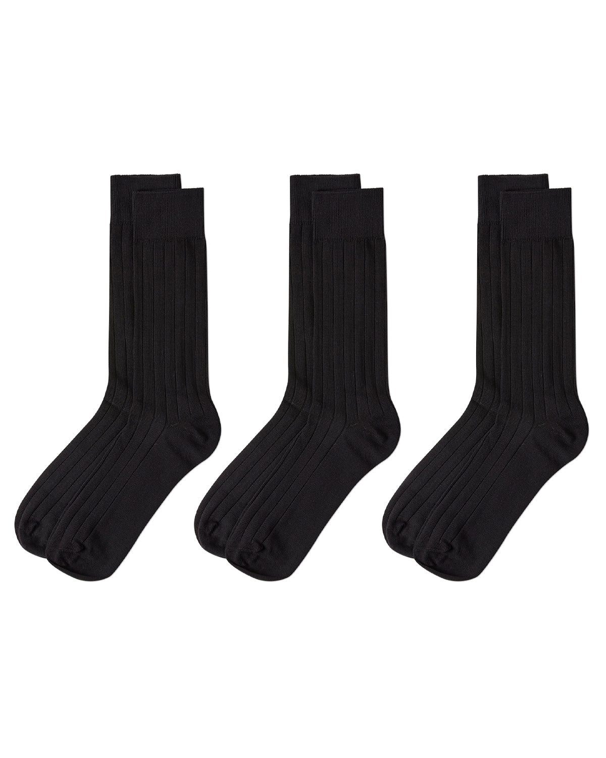 Men's 3 Pair Pack Ribbed Extra Wear Cotton Blend Crew Socks