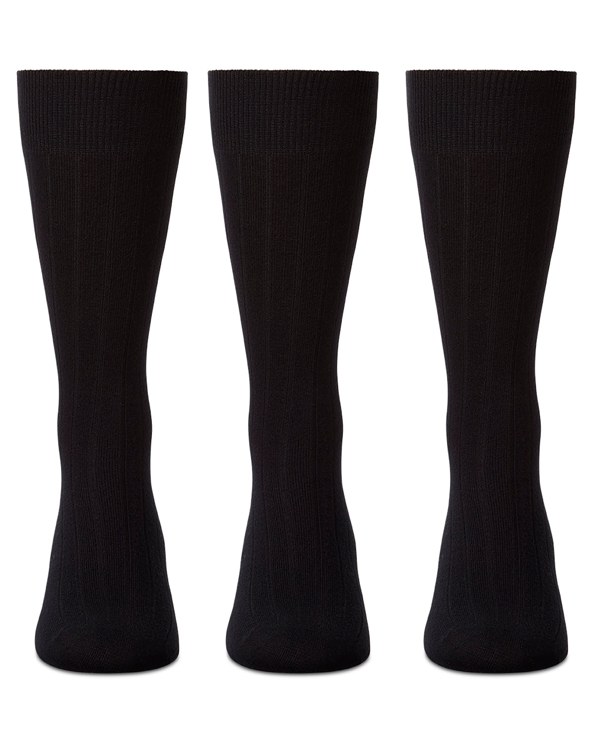 Men's 3 Pair Pack Bamboo Blend Ribbed Crew Socks