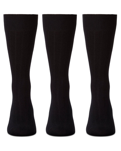 Men's 3 Pair Pack Bamboo Blend Ribbed Crew Socks