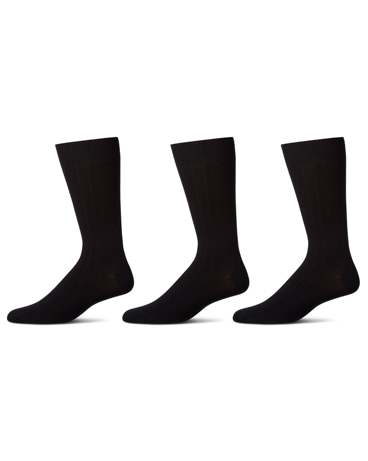 Men's 3 Pair Pack Bamboo Blend Ribbed Crew Socks