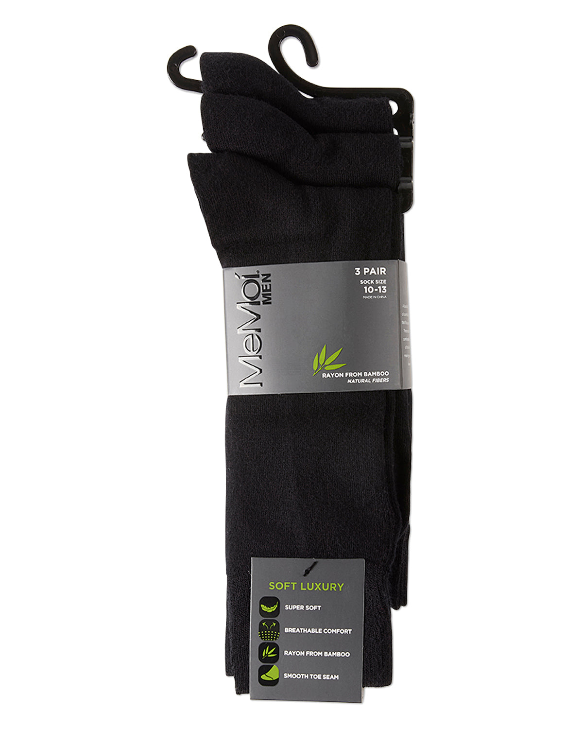 Men's 3 Pair Pack Bamboo Blend Flat Knit Socks