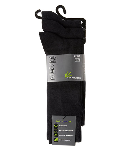 Men's 3 Pair Pack Bamboo Blend Flat Knit Socks