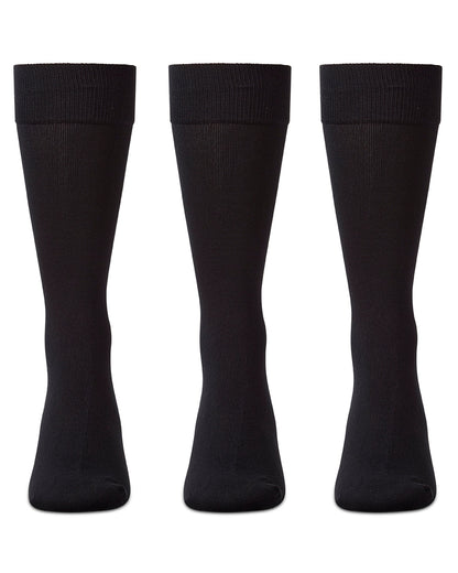 Men's 3 Pair Pack Flat Knit Mercerized Cotton Crew Socks