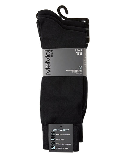 Men's 3 Pair Pack Flat Knit Mercerized Cotton Crew Socks