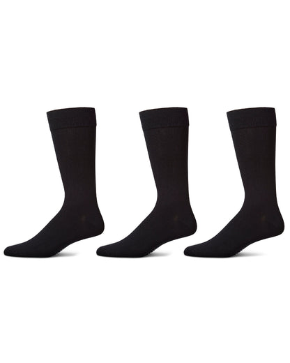 Men's 3 Pair Pack Flat Knit Mercerized Cotton Crew Socks