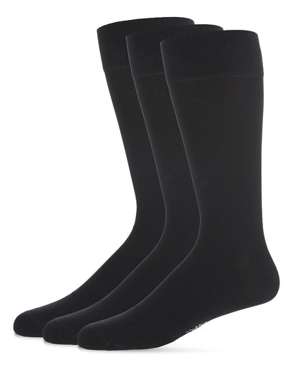 Men's 3 Pair Pack Flat Knit Mercerized Cotton Crew Socks