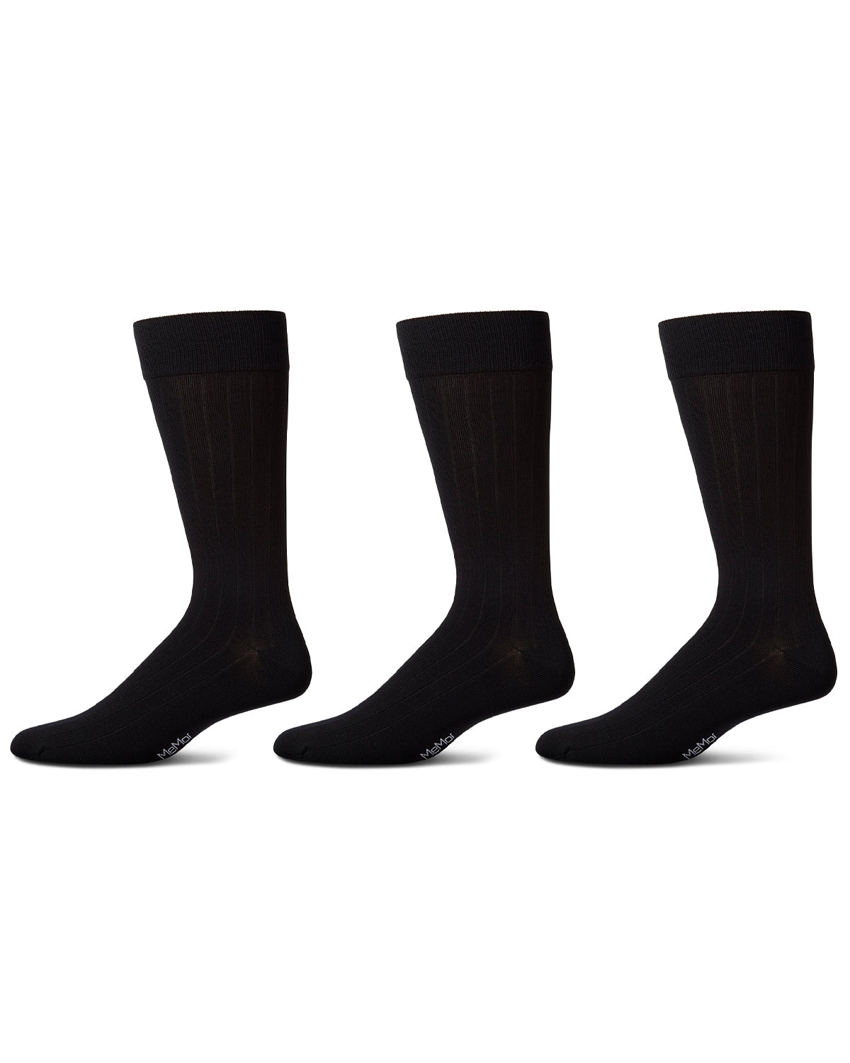 Men's 3 Pair Pack Wide Ribbed Mercerized Cotton Crew Socks