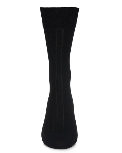 Men's 3 Pair Pack Wide Ribbed Mercerized Cotton Crew Socks