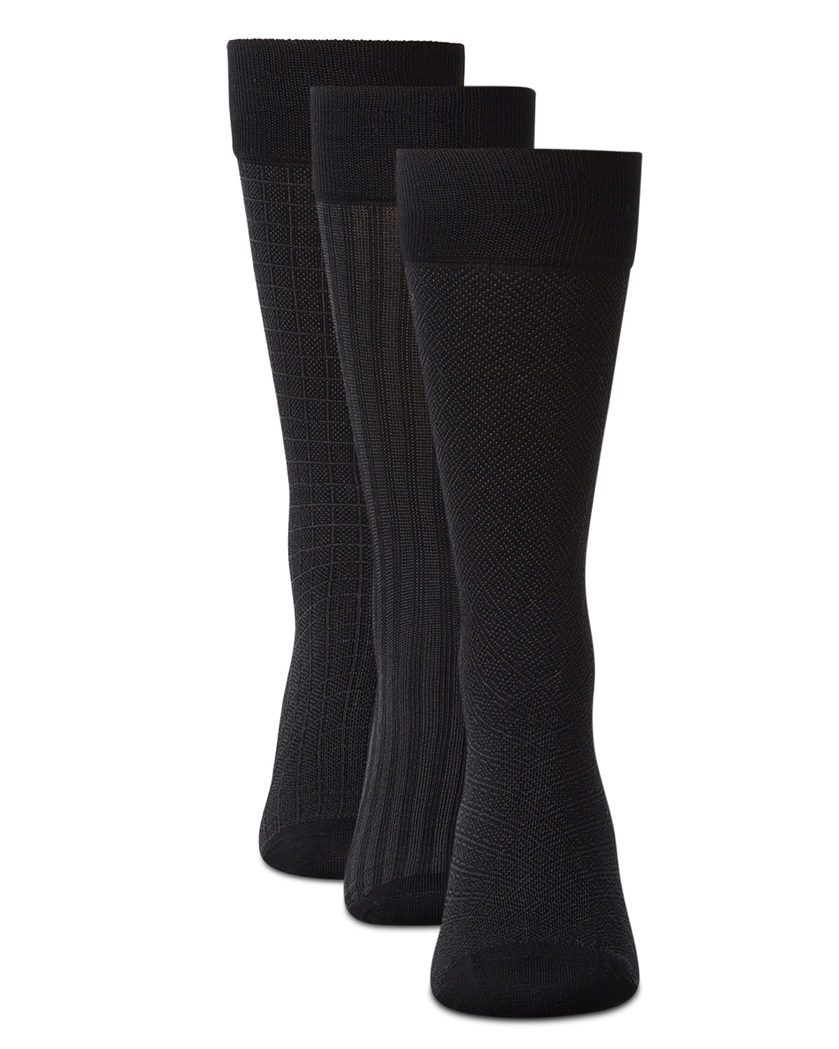 Men's 3 Pair Pack Assorted Mercerized Cotton Blend Crew Socks