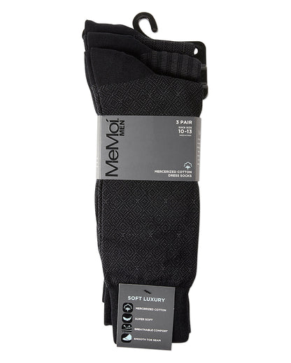 Men's 3 Pair Pack Assorted Mercerized Cotton Blend Crew Socks