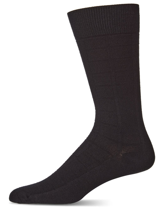 Men's Bamboo Blend Solid Plaid Crew Socks