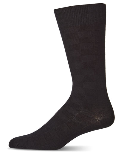 Men's Bamboo Blend Solid Checkerboard Crew Socks