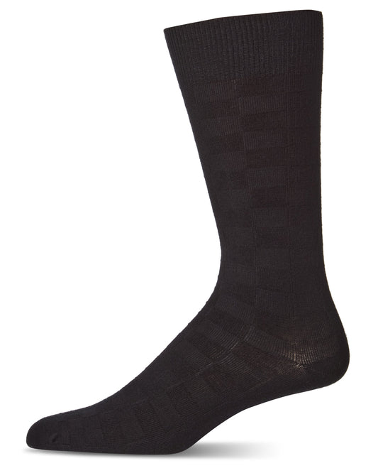 Men's Bamboo Blend Solid Checkerboard Crew Socks