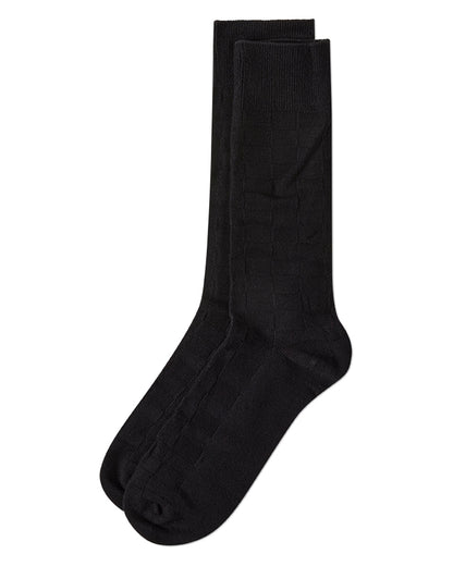 Men's Bamboo Blend Solid Checkerboard Crew Socks
