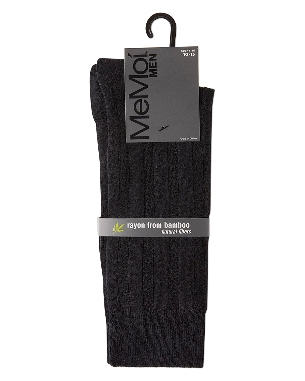 Men's Bamboo Blend Solid Woven Ribbed Crew Socks