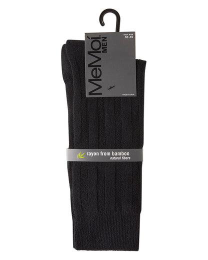 Men's Bamboo Blend Solid Woven Ribbed Crew Socks
