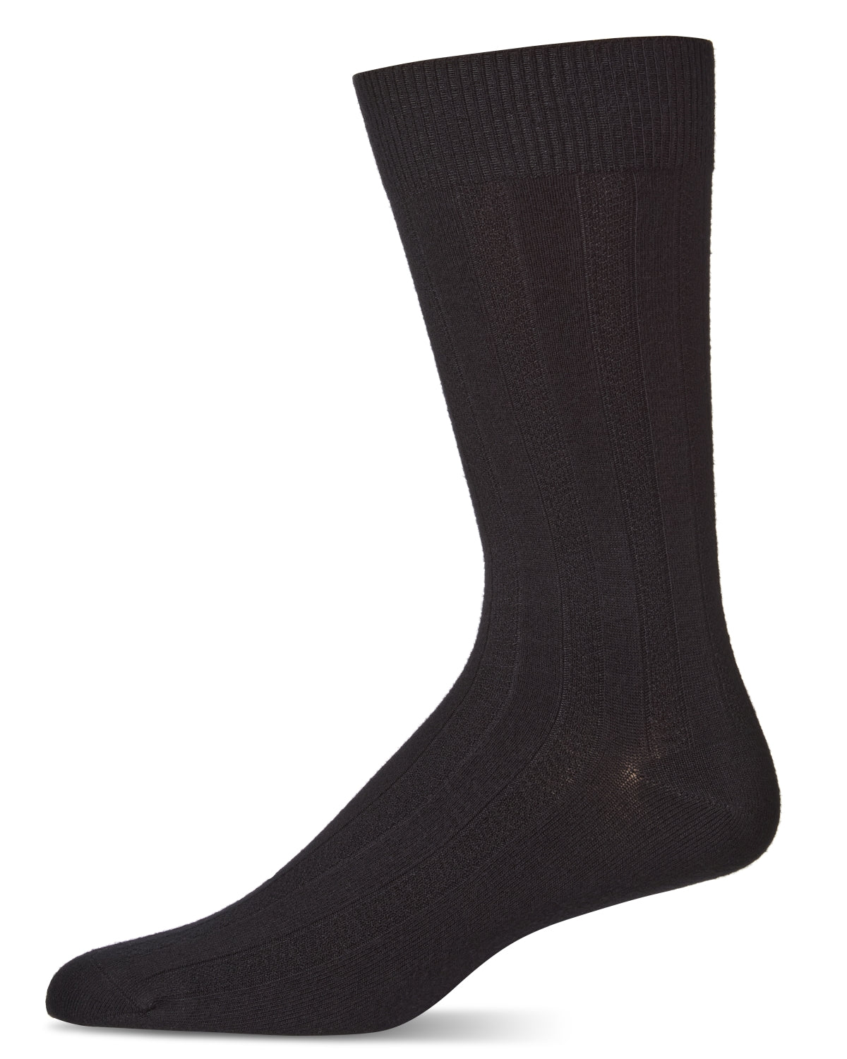 Men's Bamboo Blend Solid Woven Ribbed Crew Socks