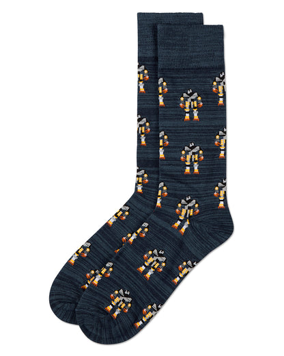 Robot Overlords Bamboo Blend Cartoon Men's Socks